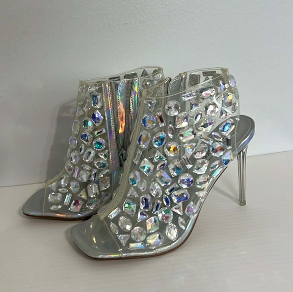 Steve Madden Shoes - Steve Madden Silver Gem-Studded Heels